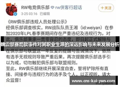 魏震禁赛罚款事件对其职业生涯的深远影响与未来发展分析